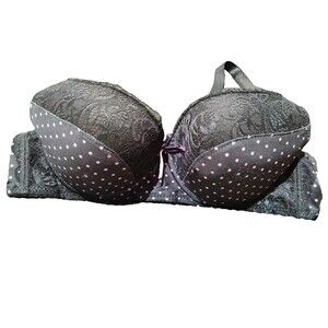 Dainafang Black Bra With Pink Polka Dots 36D